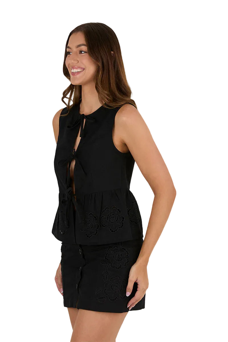 Ringers Western Womens Jynette Tie Front Top (225047RW) Black