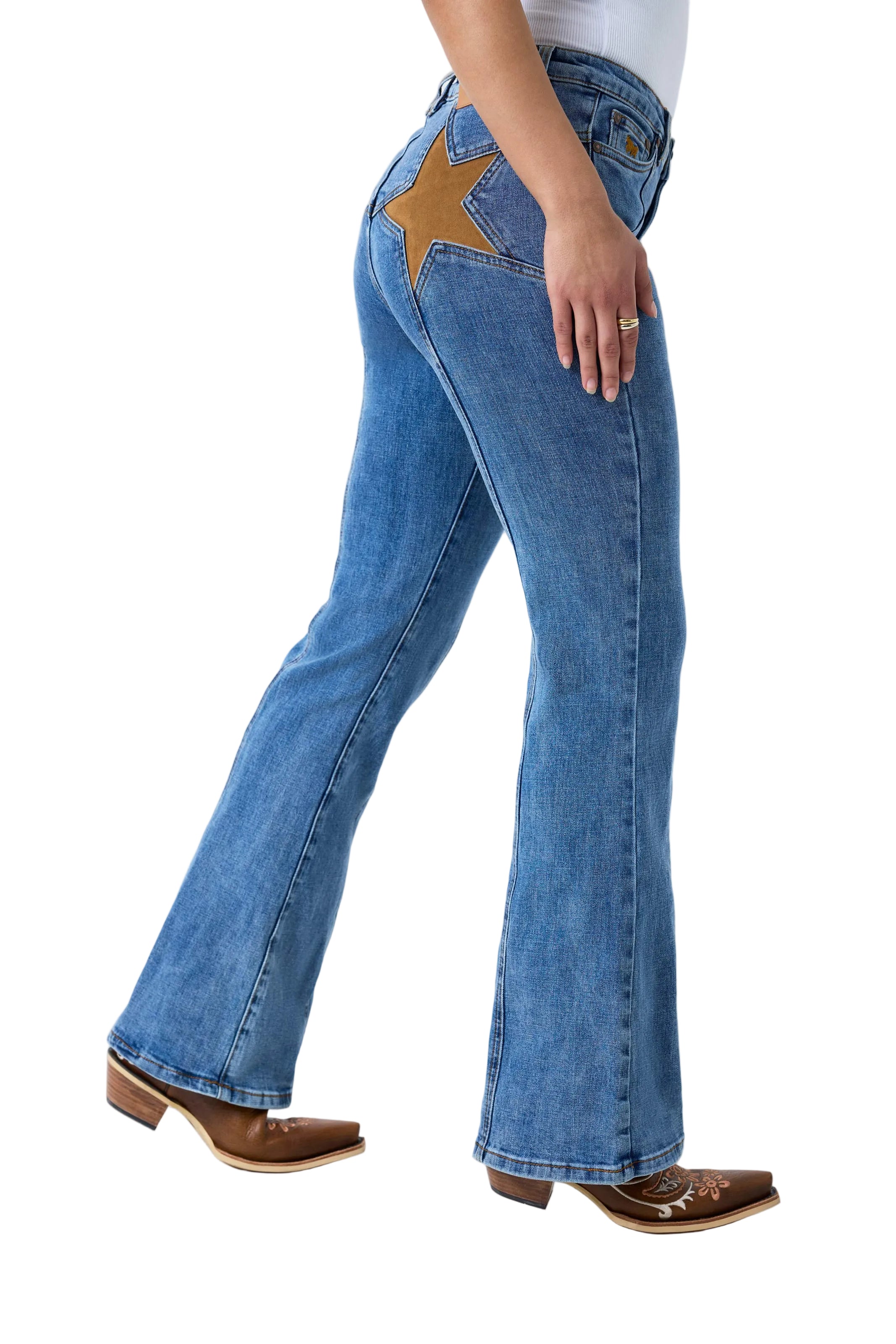 Ringers Western Womens Penny Starstruck High Rise Bootleg Jeans (225133RW)  Mid Blue