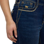 Ringers Western Womens Indi Rodeo Saddle Stitch High Rise Wide Bootleg Jeans (225159RW)  Dark Blue