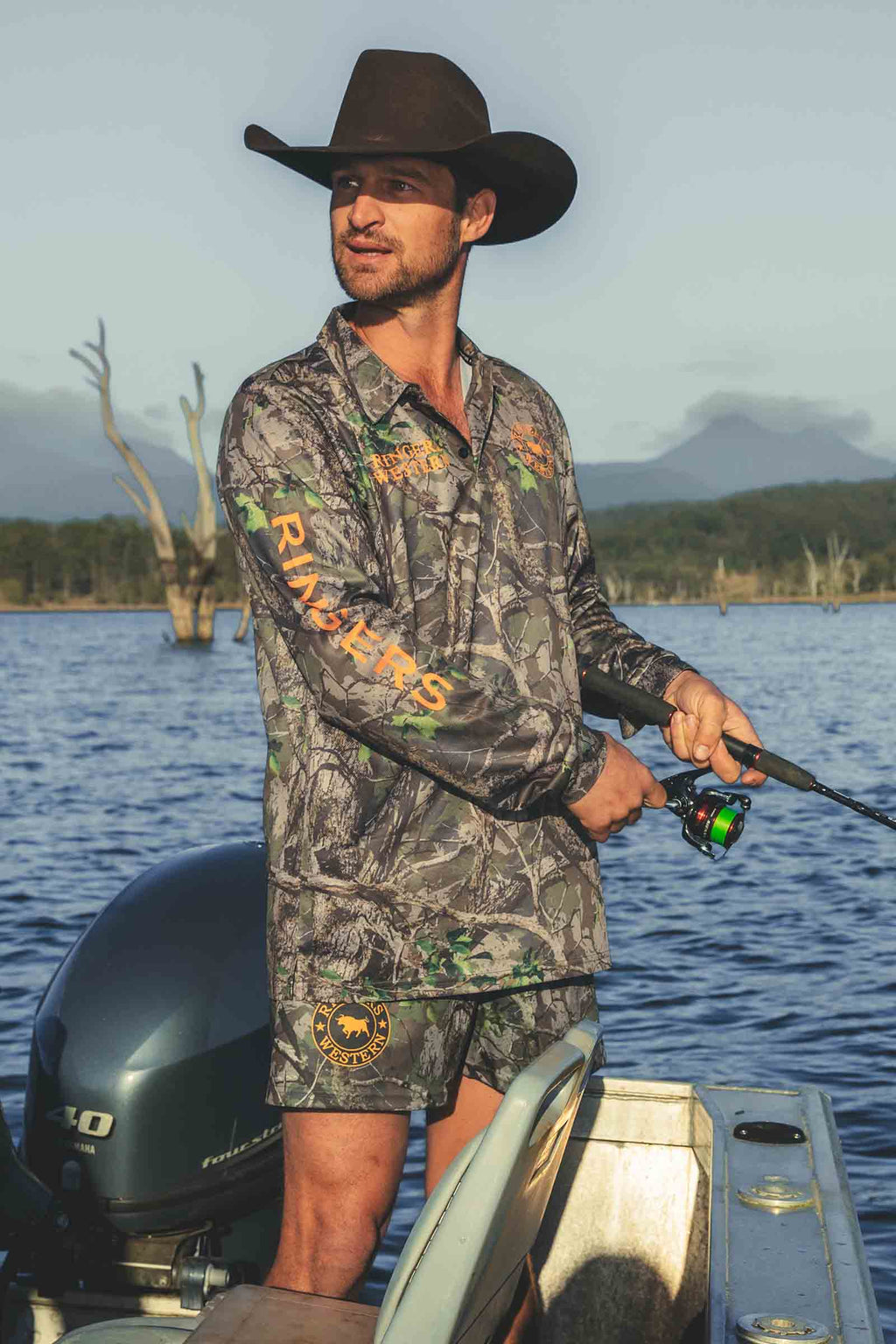 Ringers Western Finder L/S Fishing Jersey (625046RW) Camo/Orange