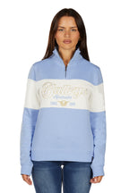 Bullzye Womens Kai 1/4 Zip Pullover (B6W2597531) Light Blue/Cream