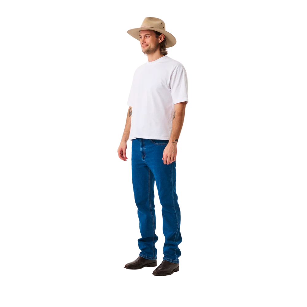 Amco Mens Stretch Straight Slim Leg Jeans (J1210H) Mid Stonewash
