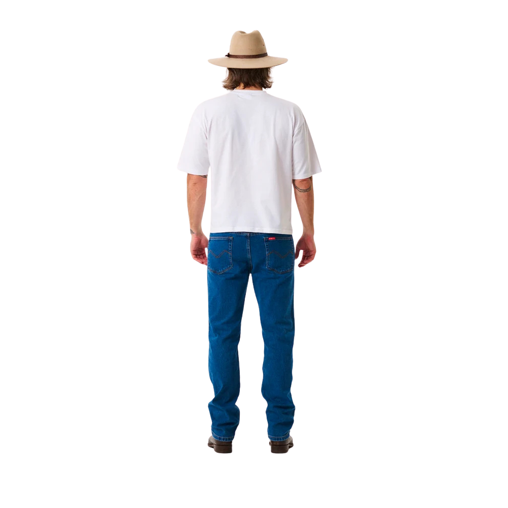 Amco Mens Stretch Straight Slim Leg Jeans (J1210H) Mid Stonewash