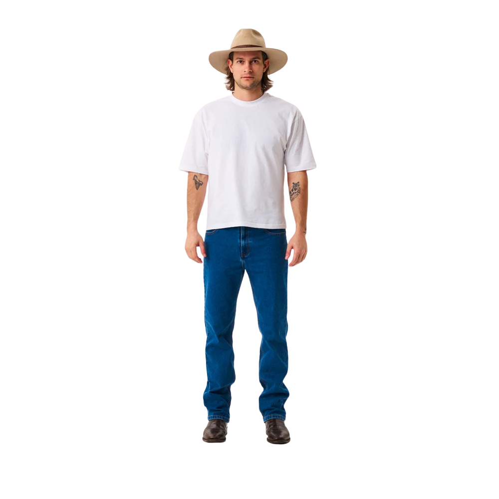 Amco Mens Stretch Straight Slim Leg Jeans (J1210H) Mid Stonewash