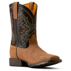 Ariat Childrens Hybrid Rancher Wide Square Toe Western Boots (10080428) Dusted Brown/Black