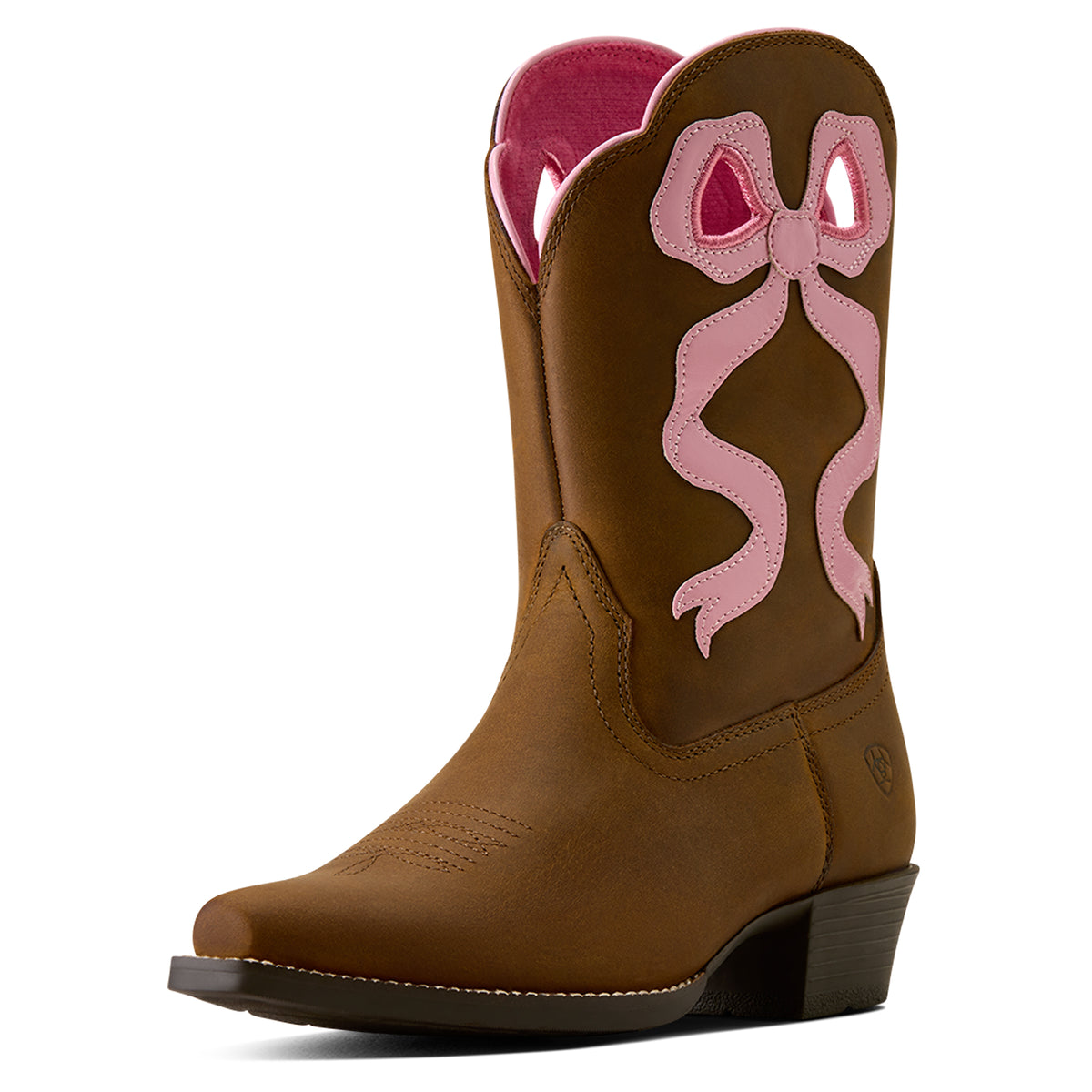Ariat Childrens Lil Beaux D Toe Western Boots (10080350) Distressed Brown