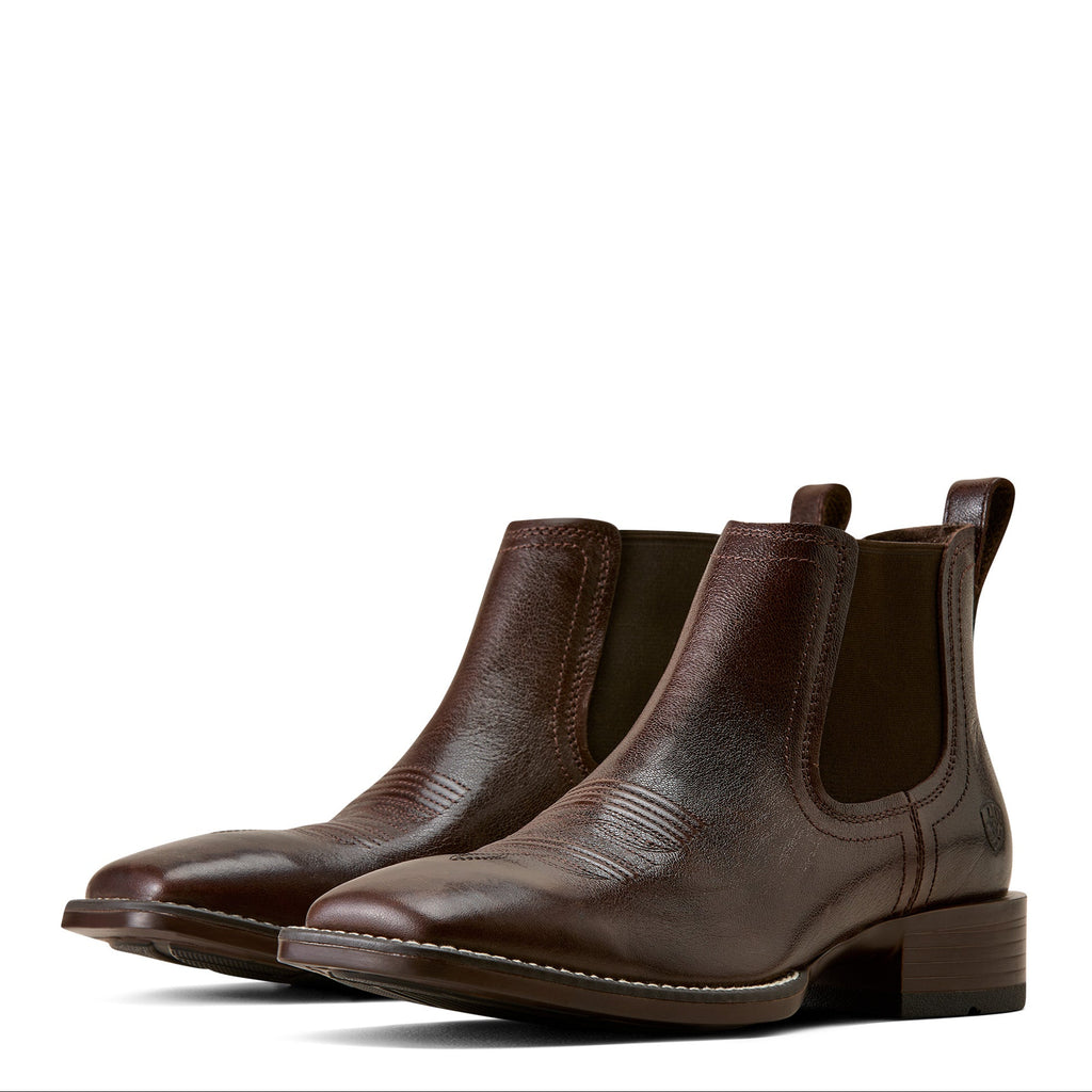 Ariat Mens Booker Wide Square Toe Chelsea Boots (10080415) Chocolate Chip