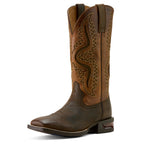 Ariat Mens Captivate Wide Square Toe Western Boots (10064044) Dark Brown/Peanut Butter