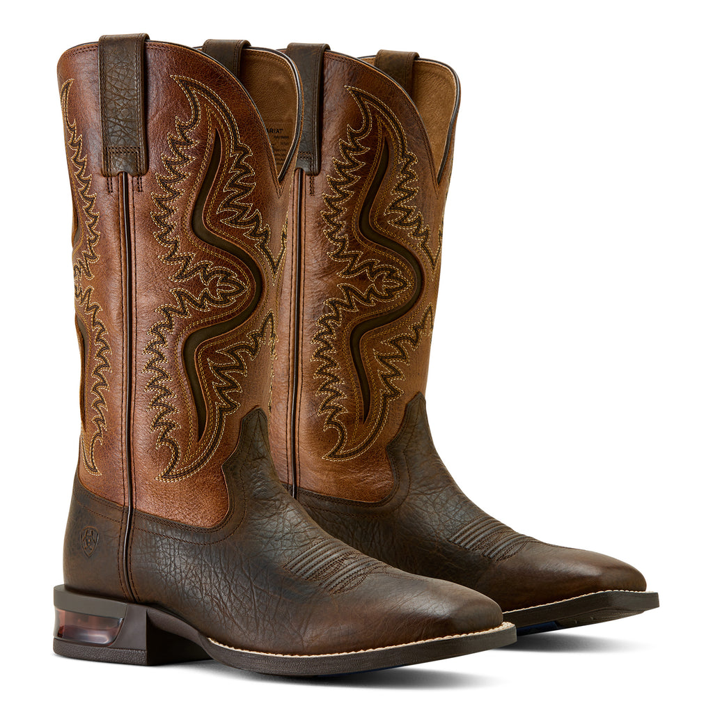 Ariat Mens Captivate Wide Square Toe Western Boots (10064044) Dark Brown/Peanut Butter