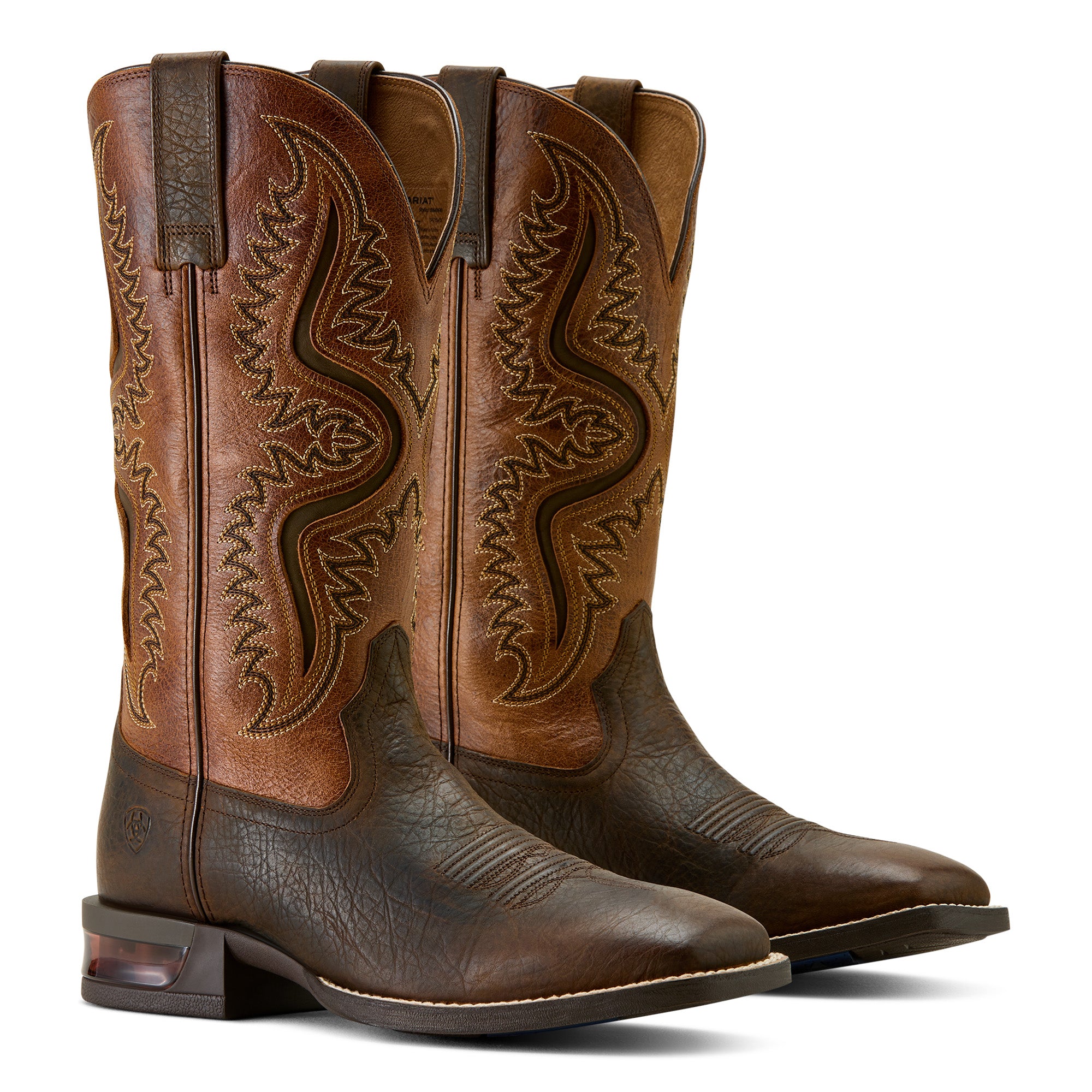 Ariat Mens Captivate Wide Square Toe Western Boots (10064044) Dark Brown/Peanut Butter