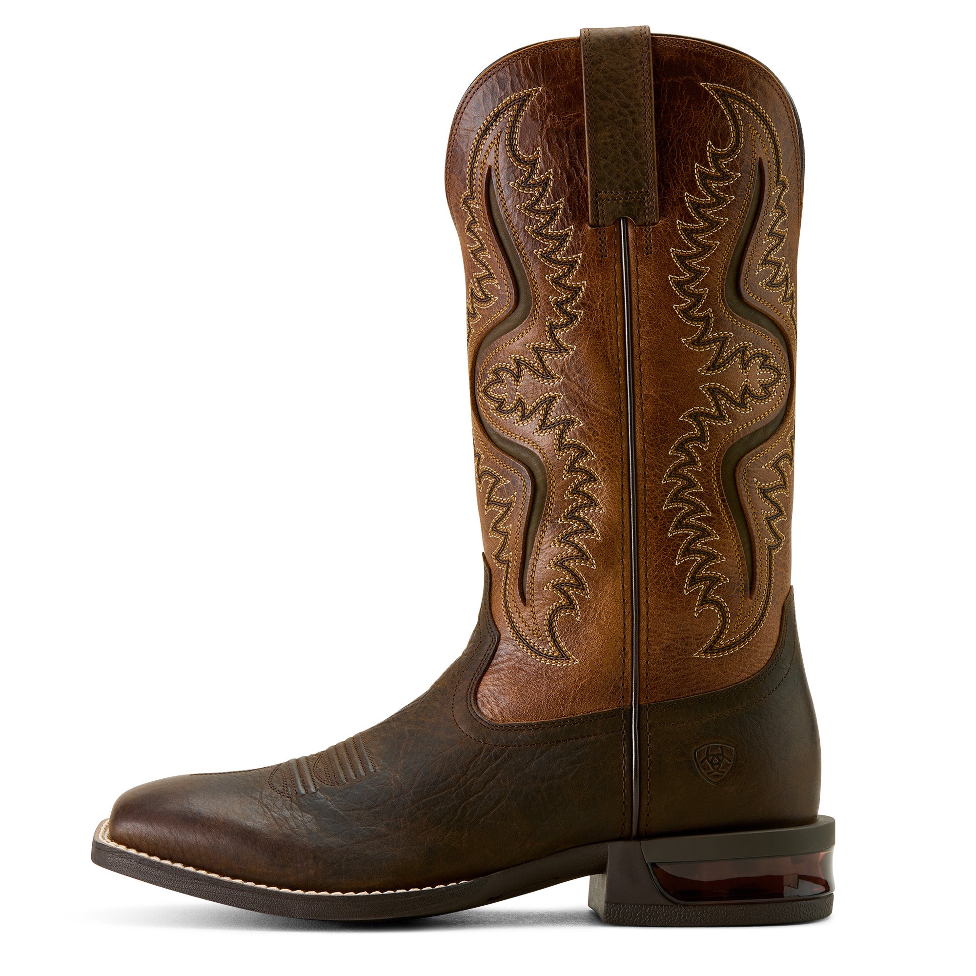 Ariat Mens Captivate Wide Square Toe Western Boots (10064044) Dark Brown/Peanut Butter