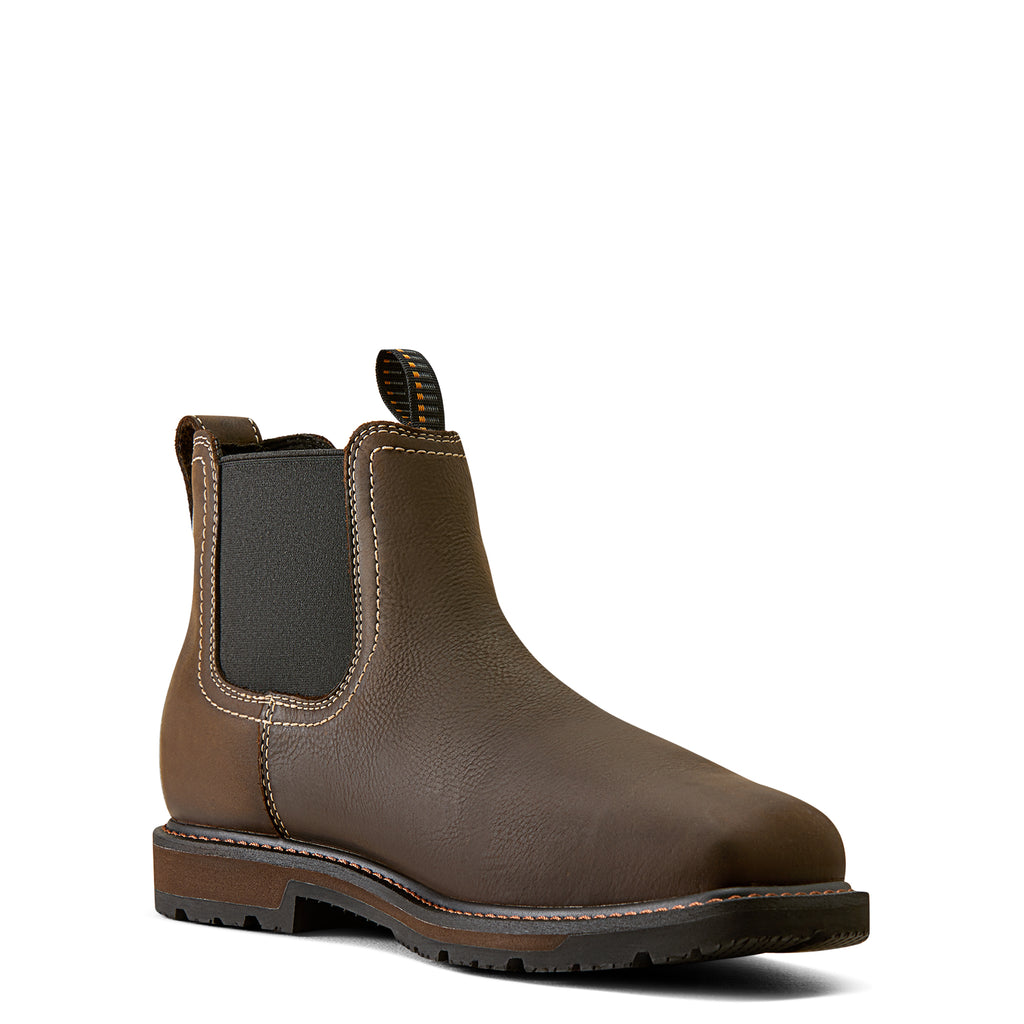 Ariat Mens Groundbreaker Chelsea H2O Wide Square Steel Toe Boots (10077102) Dark Brown