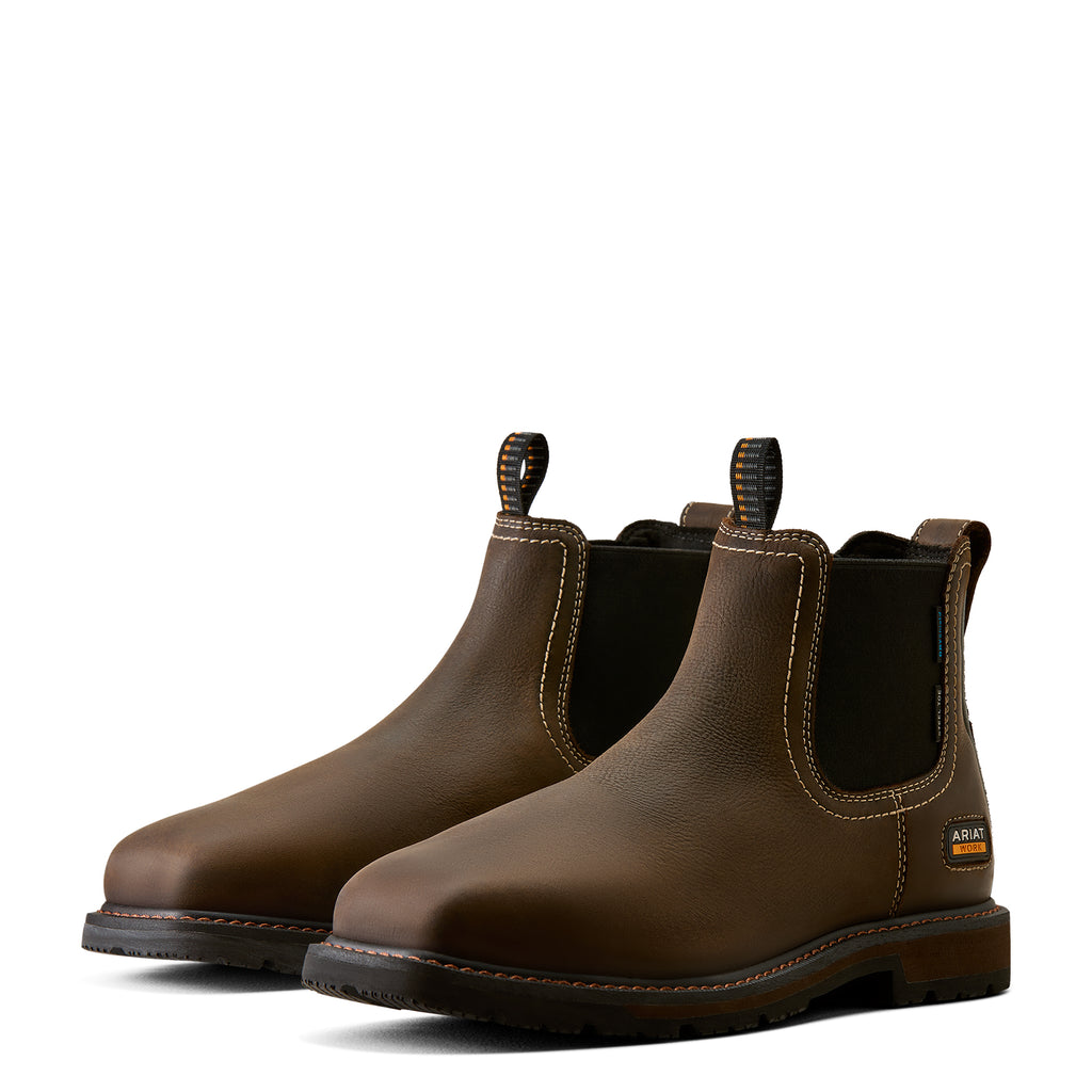Ariat Mens Groundbreaker Chelsea H2O Wide Square Steel Toe Boots (10077102) Dark Brown