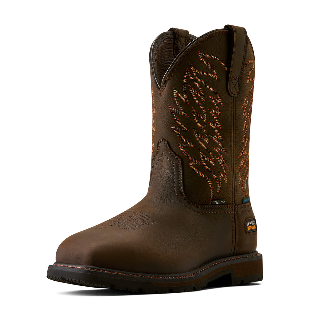 Ariat Mens Groundbreaker H2O Wide Square Steel Toe Boots (10077103) Dark Brown