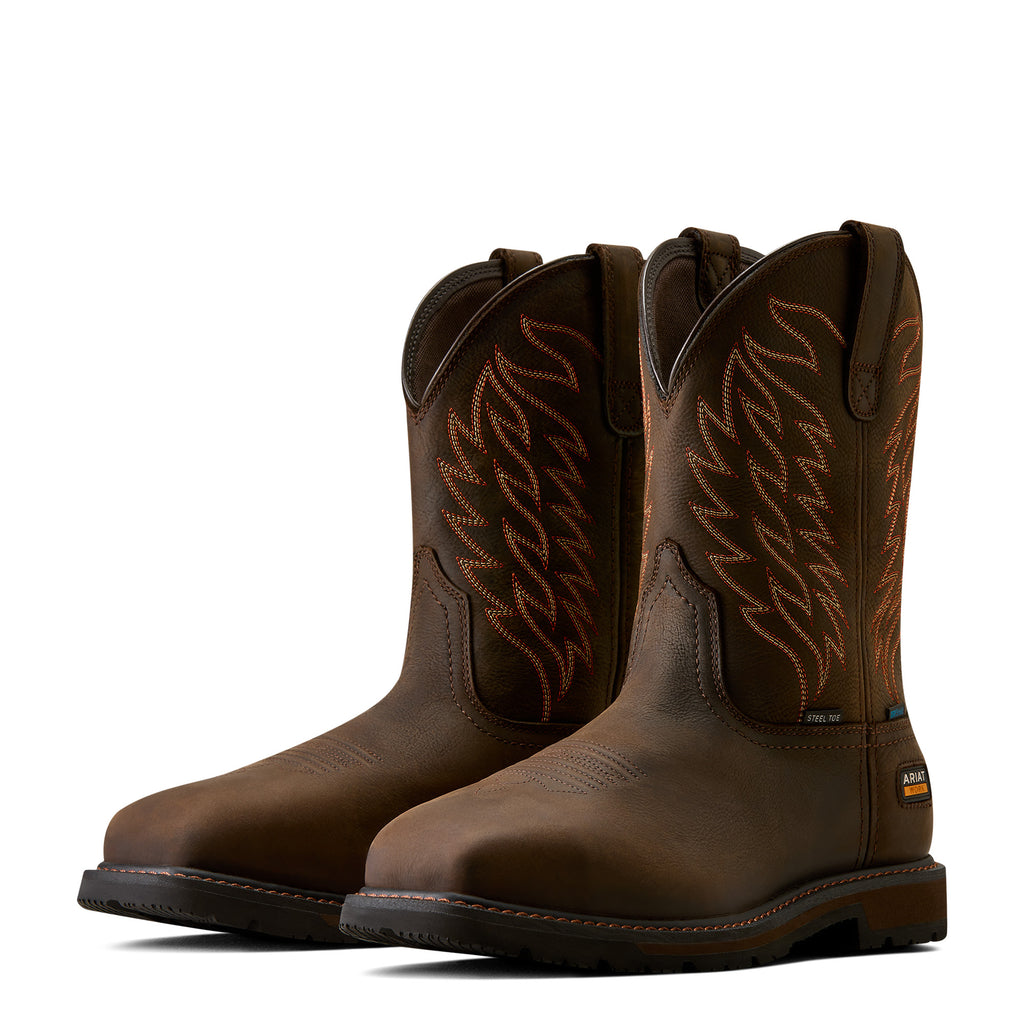 Ariat Mens Groundbreaker H2O Wide Square Steel Toe Boots (10077103) Dark Brown