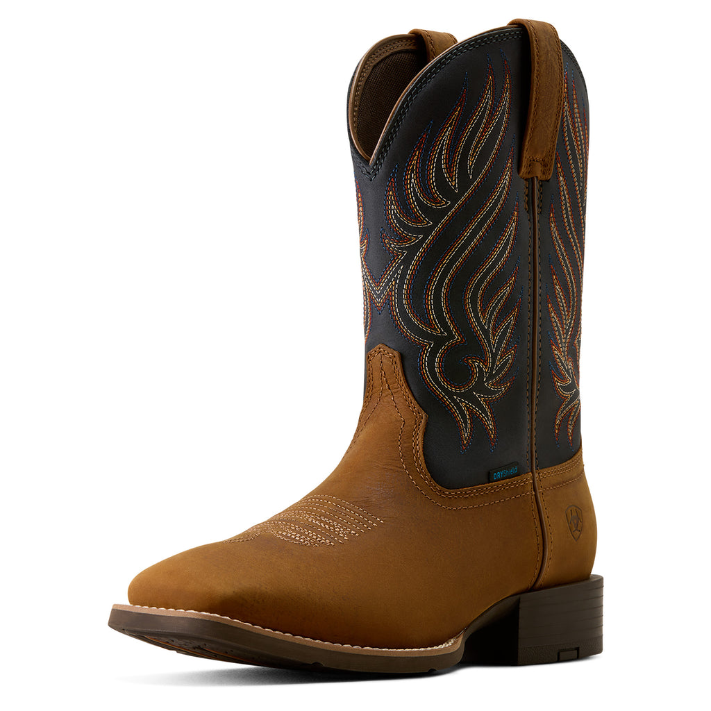 Ariat Mens Sport Riggs H2O Wide Square Toe Western Boots (10080270) Tanbark/Blue Nights