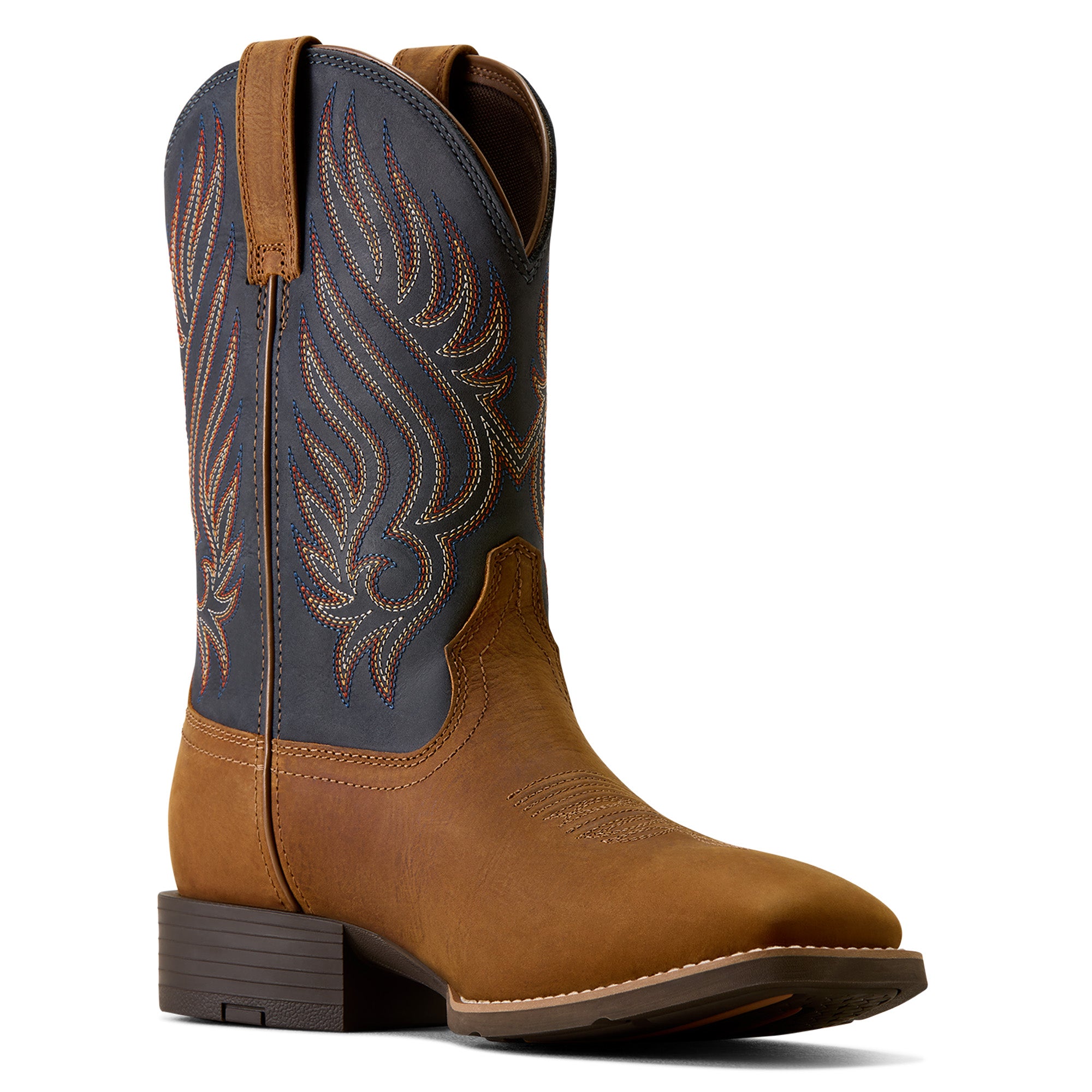 Ariat Mens Sport Riggs H2O Wide Square Toe Western Boots (10080270) Tanbark/Blue Nights