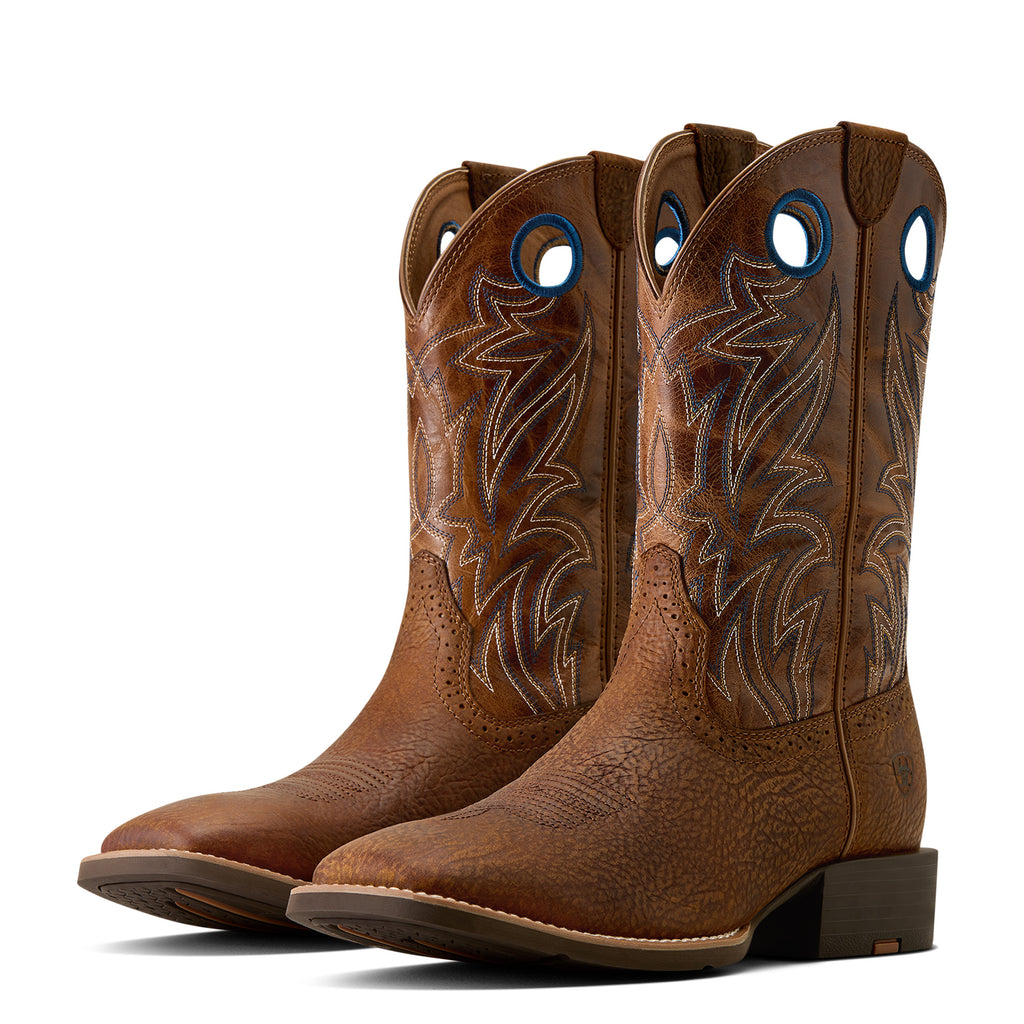 Ariat Mens Sport Sidebet Wide Square Toe Western Boots (10080413) Toasted Grain/Dark Tan