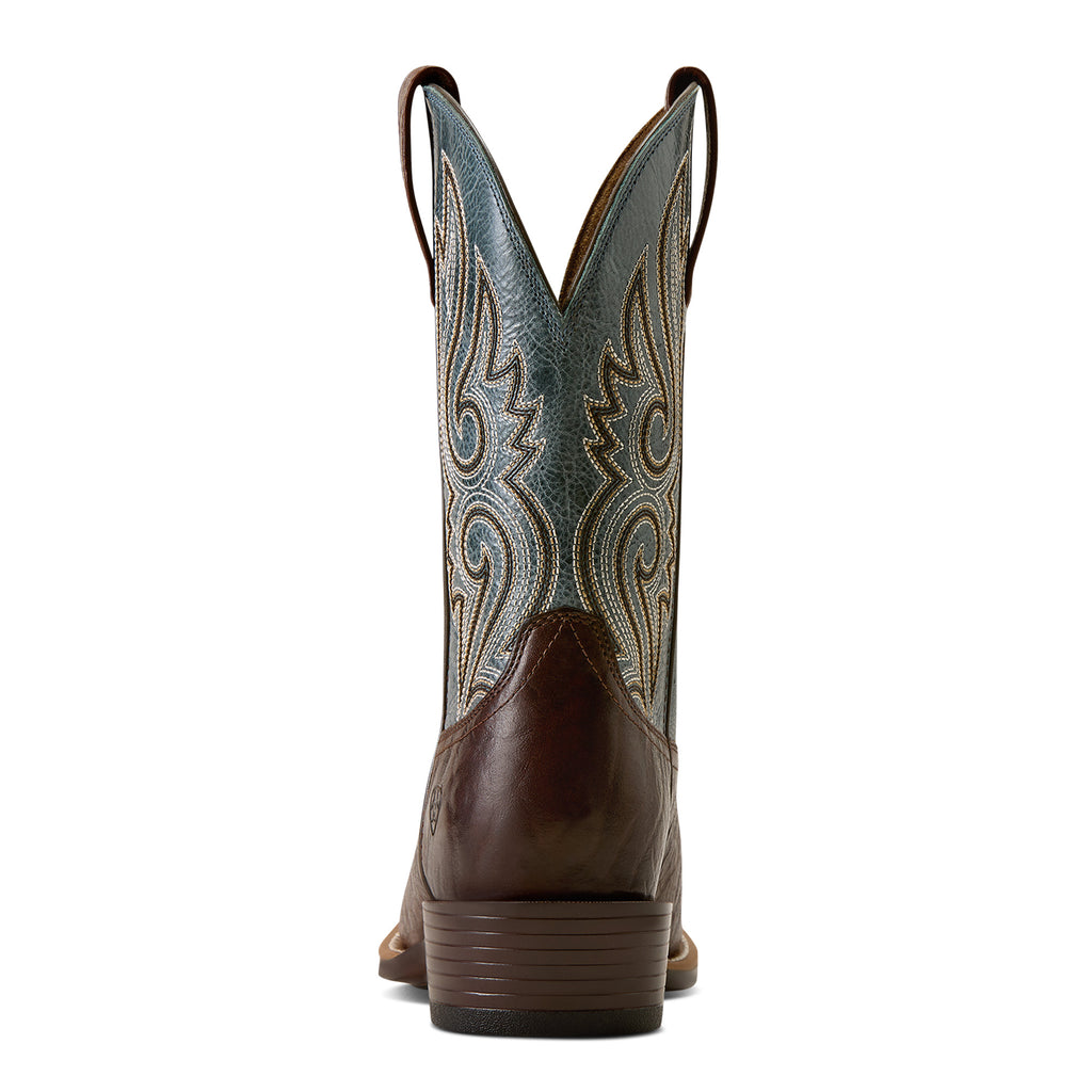 Ariat Mens Stonebrook Narrow Cutter Toe Western Boots (10080528) Java Edge/Baby Blue
