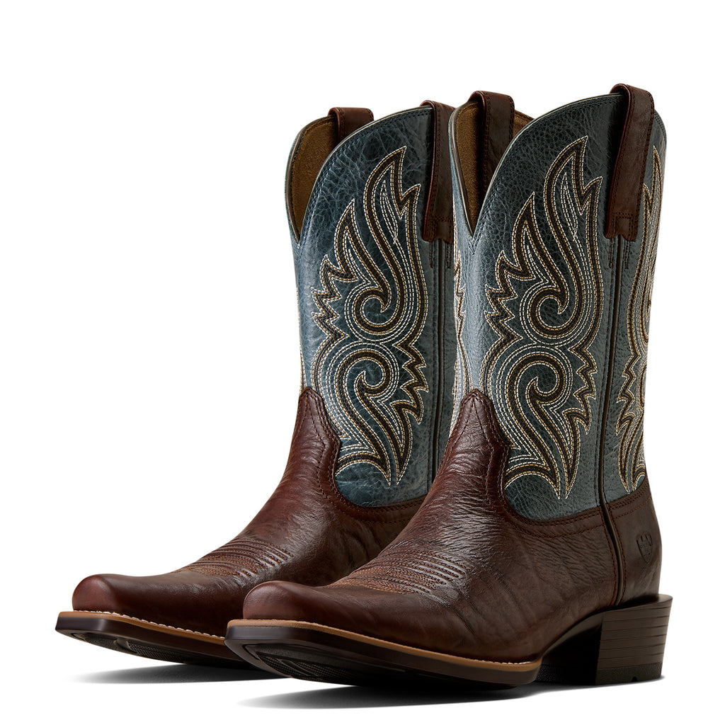 Ariat Mens Stonebrook Narrow Cutter Toe Western Boots (10080528) Java Edge/Baby Blue