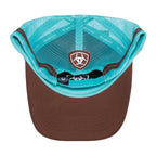 Ariat  Stacked Logo Trucker Cap (AC2221) Brown/Turquoise