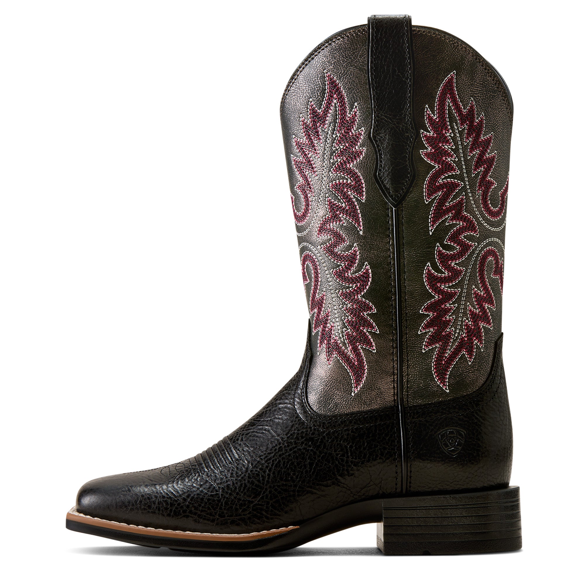 Ariat Womens Canyon Point Wide Square Toe Western Boots (10080479) True Black/Metallic Charcoal