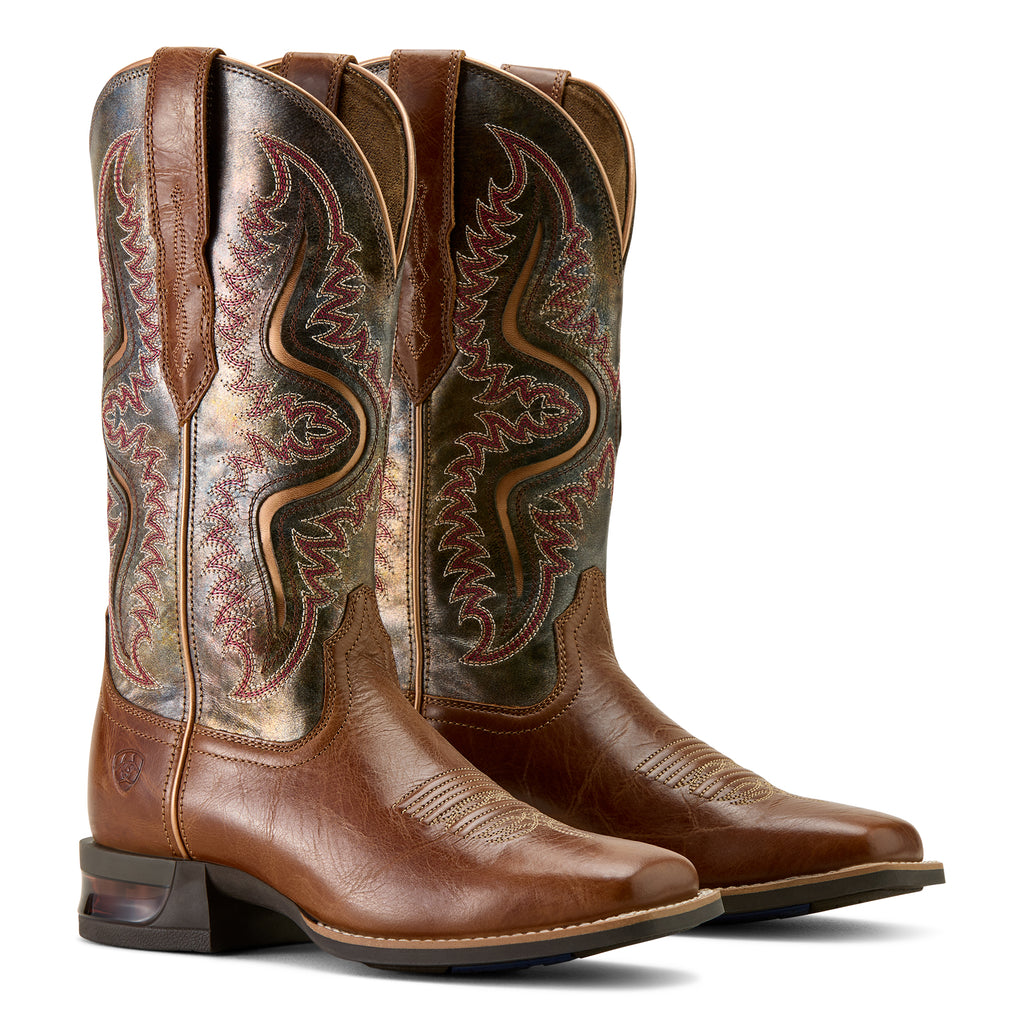 Ariat Womens Captivate Wide Square Toe Western Boots (10063894) Dark Tan/Titanium