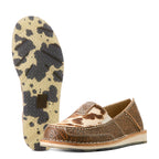 Ariat Womens Cruiser Slip On Western Shoes (10053680) Tan Floral Emboss/Tan and White Brindle Hair On