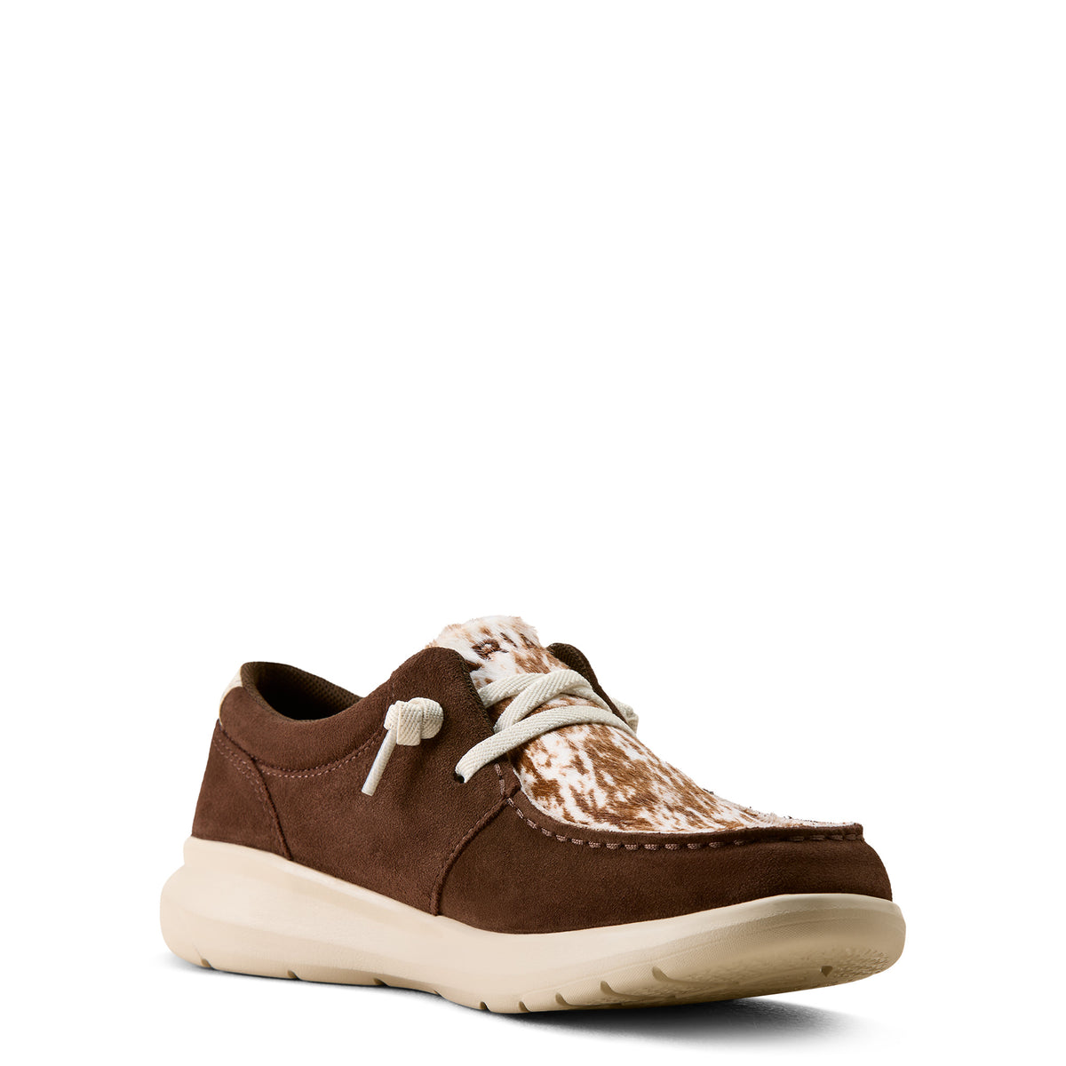 Ariat Womens Hilo Slip On Shoes (10080390) Coffee Bean Suede/Speckled Cow Print