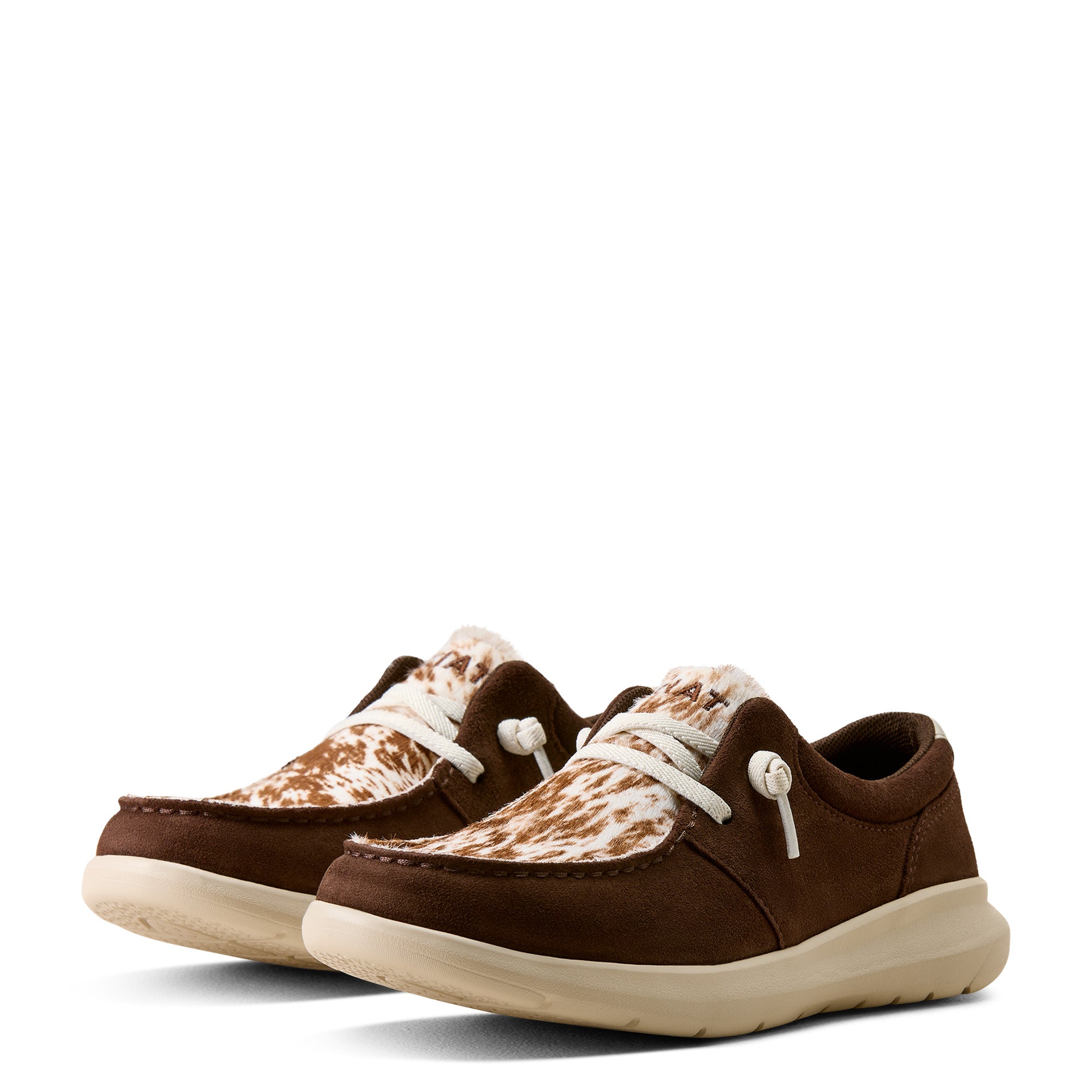 Ariat Womens Hilo Slip On Shoes (10080390) Coffee Bean Suede/Speckled Cow Print