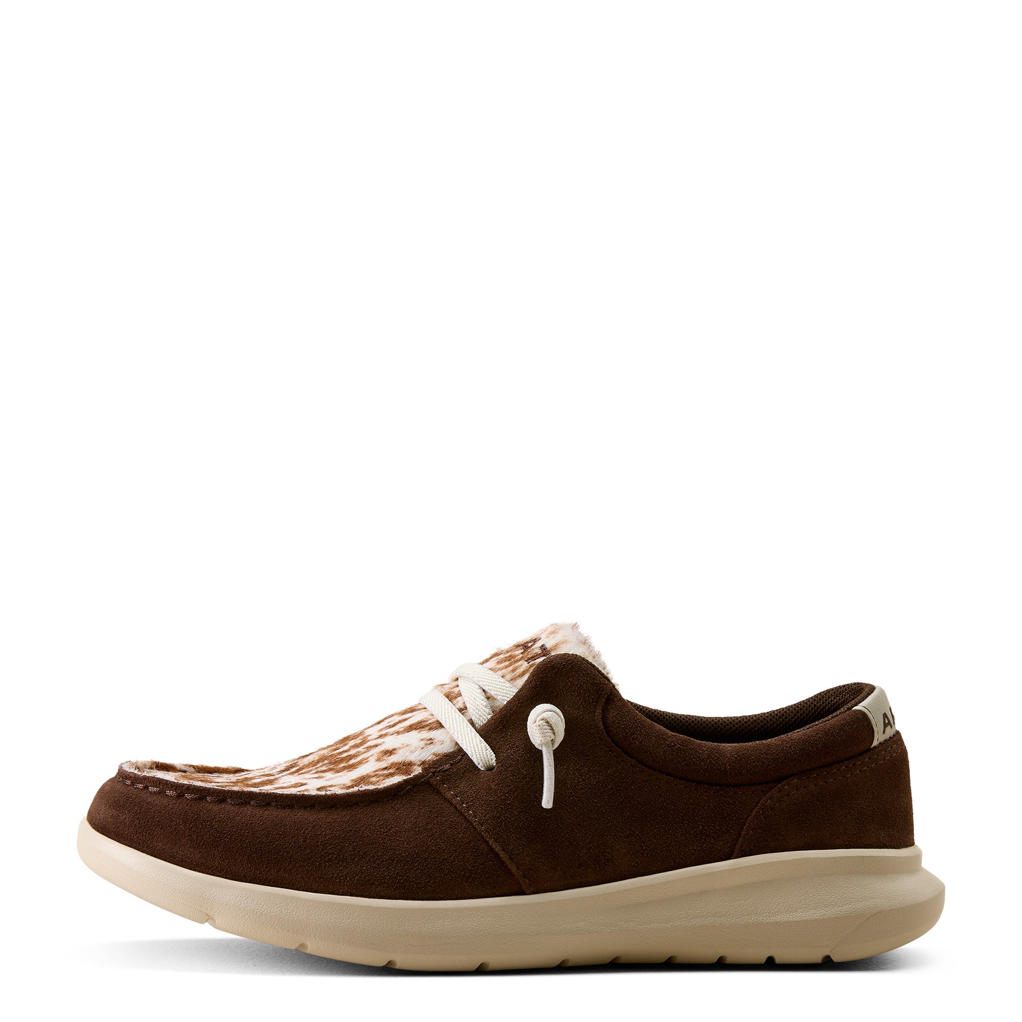 Ariat Womens Hilo Slip On Shoes (10080390) Coffee Bean Suede/Speckled Cow Print