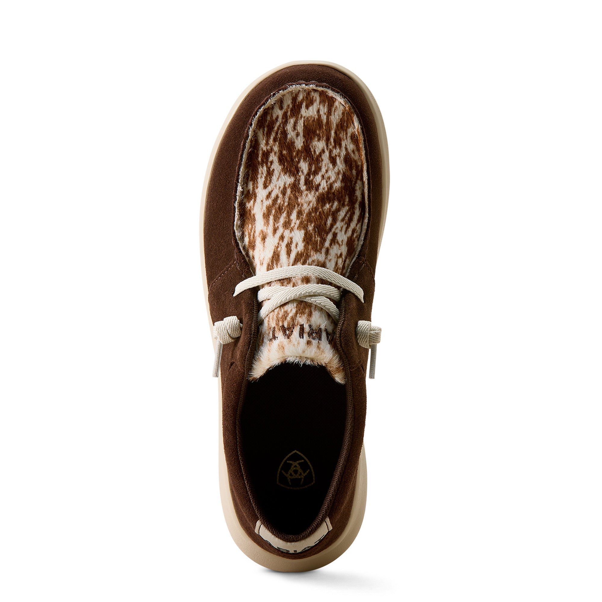 Ariat Womens Hilo Slip On Shoes (10080390) Coffee Bean Suede/Speckled Cow Print