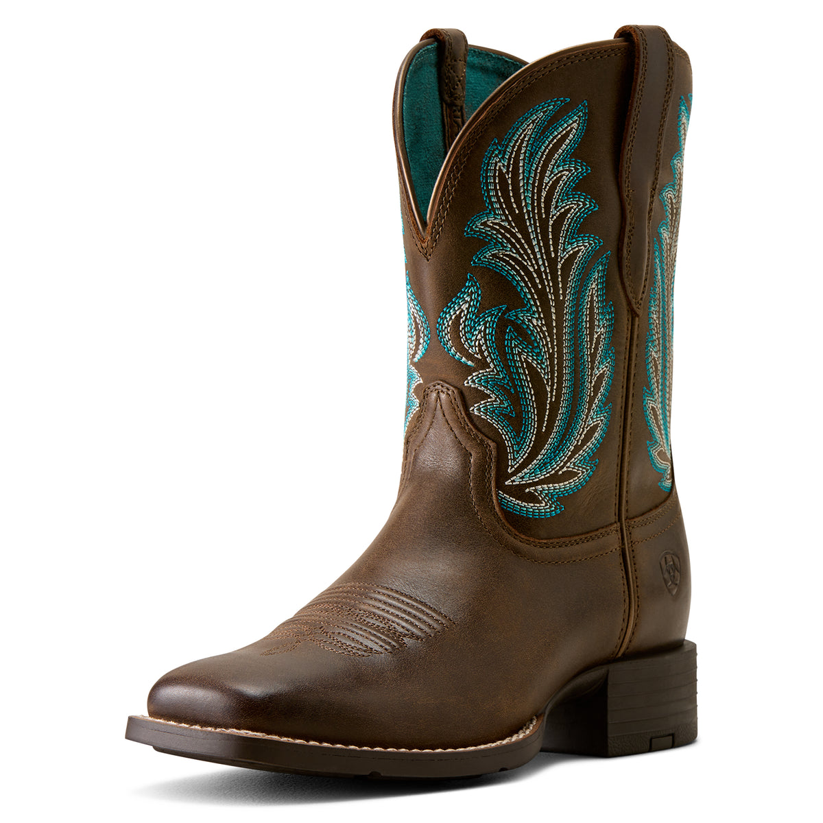 Ariat Womens Round Up Filly Wide Square Toe Western Boots (10080408) Dark Cacao