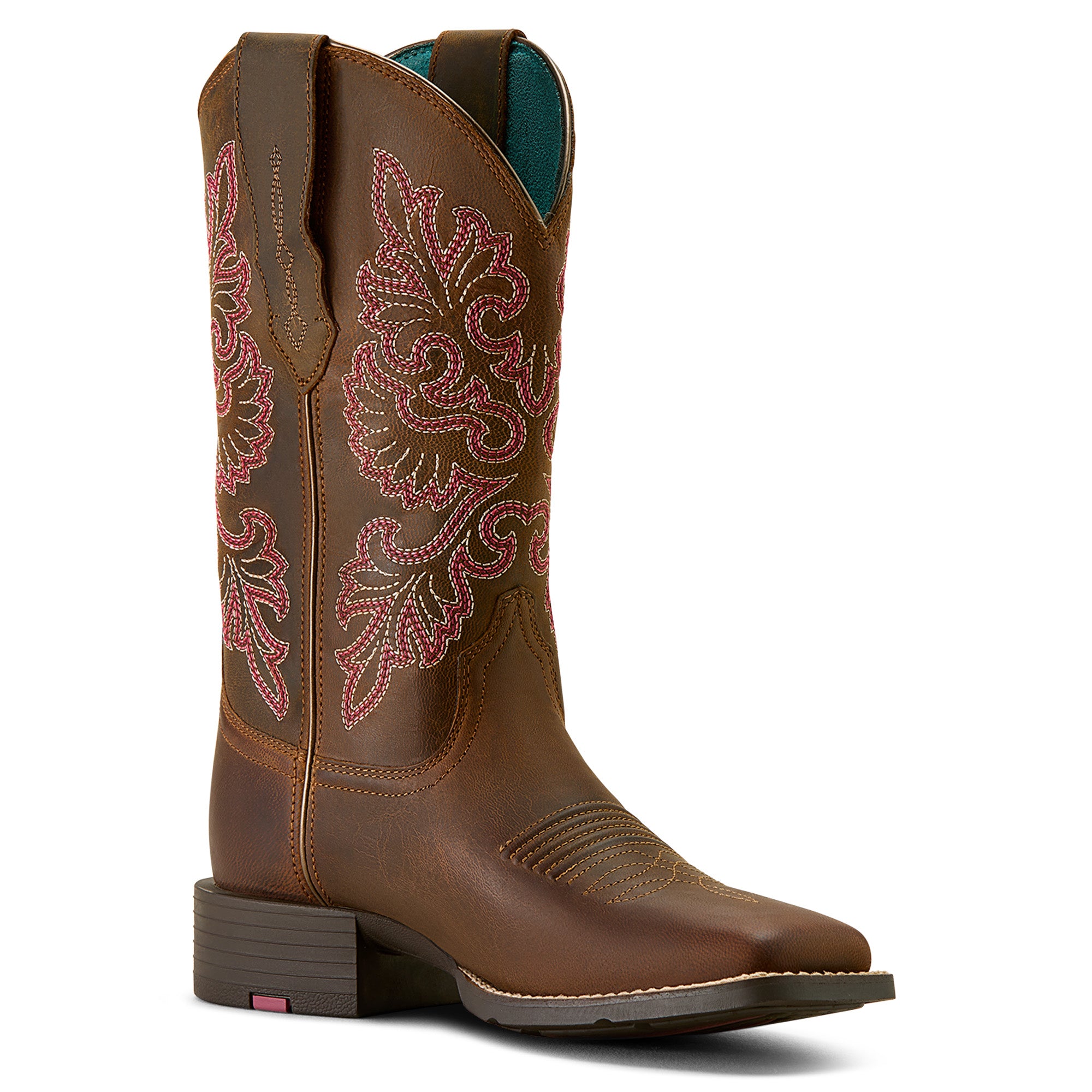 Ariat Womens Round Up Wide Square Toe StretchFit Western Boots (10064078) Sassy Brown