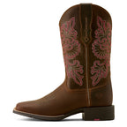 Ariat Womens Round Up Wide Square Toe StretchFit Western Boots (10064078) Sassy Brown