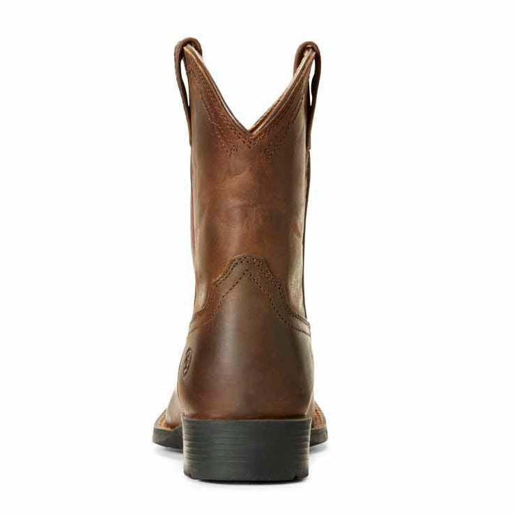 Ariat Childrens Heritage Roper Wide Square Toe Western Boots (10026161) Distressed Brown