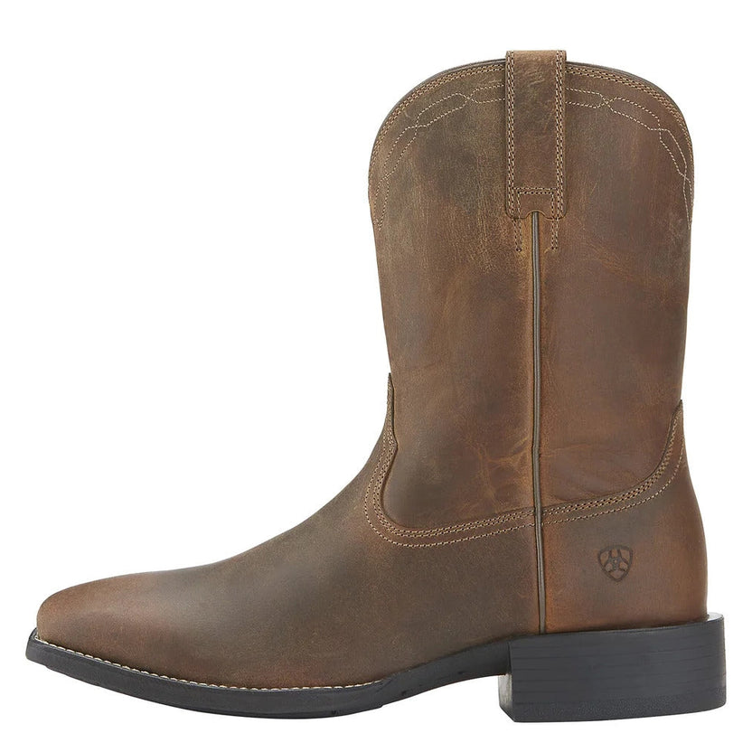 Ariat Mens Heritage Roper Wide Square Toe Western Boots (10015288) Powder Brown