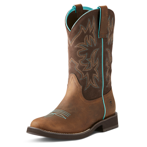 Ariat Womens Delilah Western Boots (10021457) Distressed Brown/Fudge