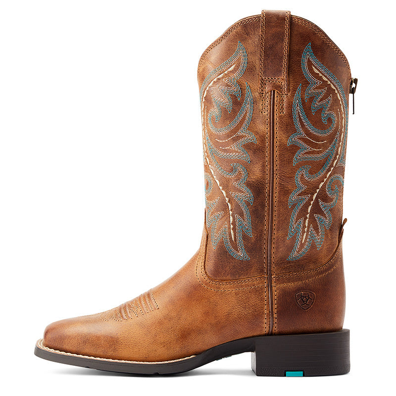Ariat Womens Round Up Back Zip Western Boots (10044432) Desert Sand 