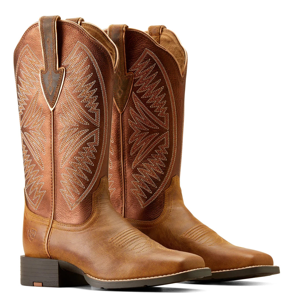 Ariat Womens Round Up Ruidoso Western Boots (10051066) Pearl/Burnished Chestnut