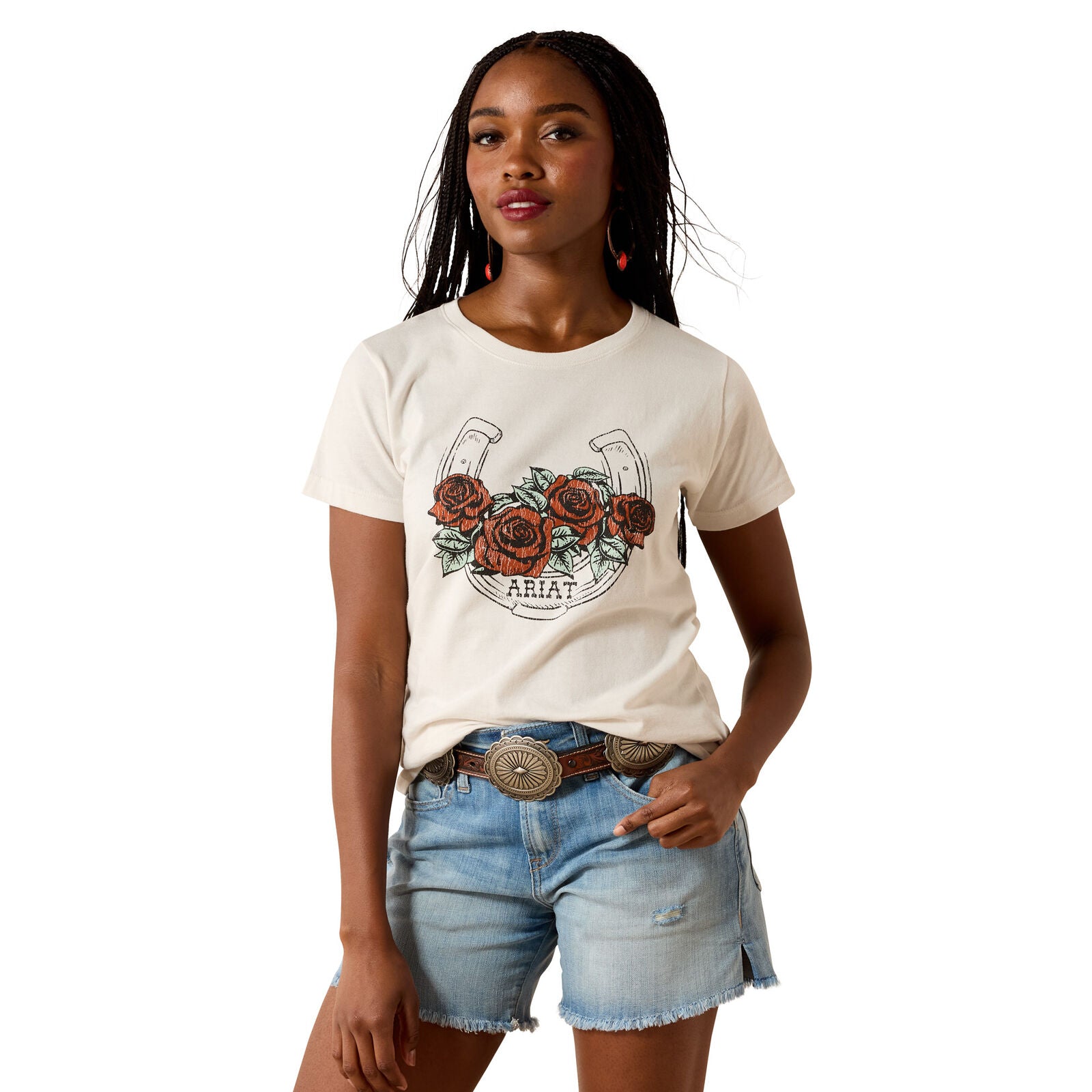 Ariat Womens Vintage Rose S/S Tee (10076383) Natural