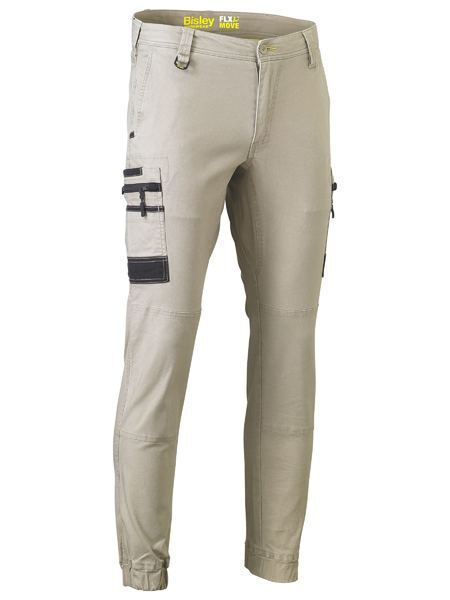 Bisley Mens Flx & Move Stretch Cargo Cuffed Pants (BPC6334_BSTN) Stone 87R [GD]