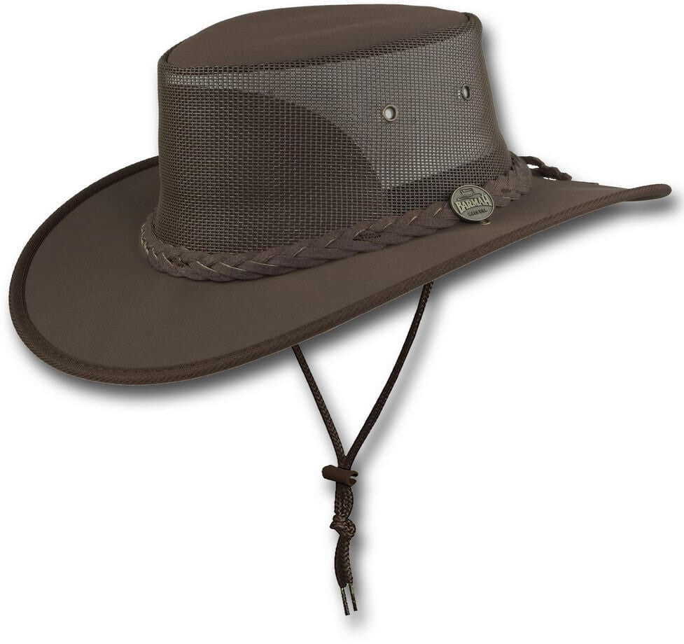 Barmah Canvas Drover Hat (1057BR) Brown L