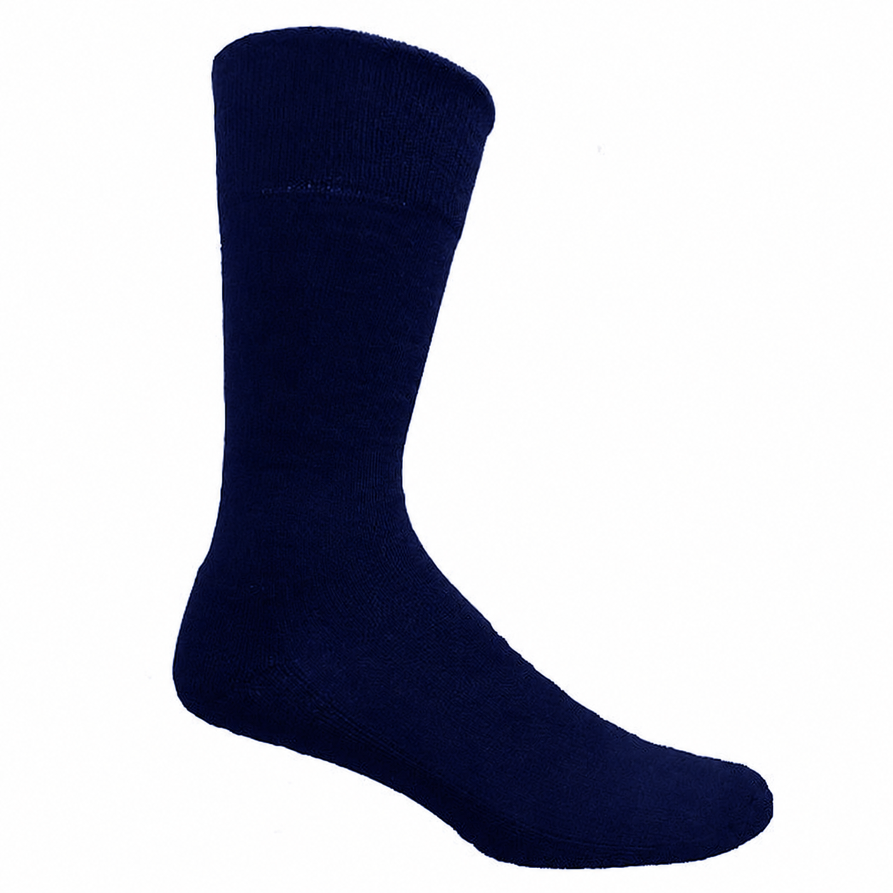 A single navy blue Bamboo Comfort Business Sock (BTCBSOCKS) shown from a side profile against a plain white background.