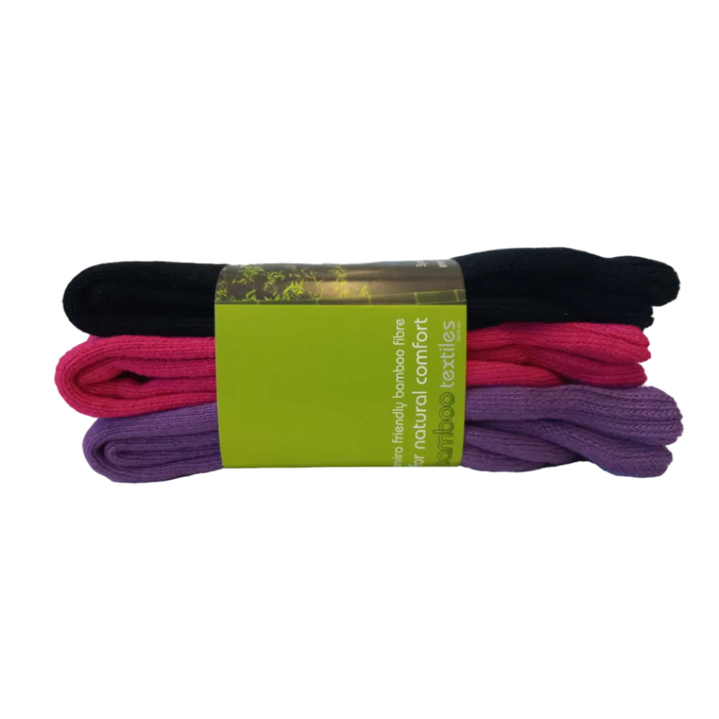 Bamboo Textiles 3-Yarn Socks 3 Pack (0793618080853) Black/Hot Pink/Purple M4-6/W6-8