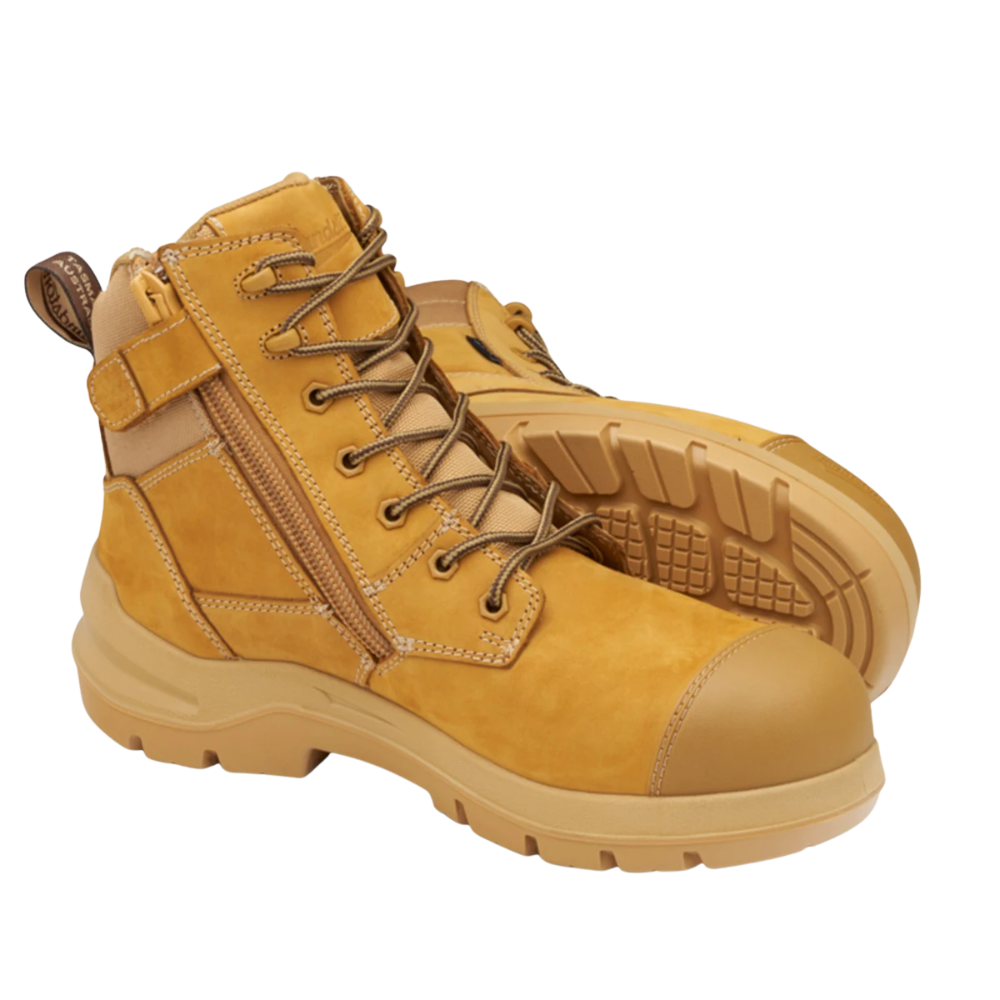 Blundstone Mens DuraFit 115mm Zip Side Safety Boots (7560) Wheat Nubuck