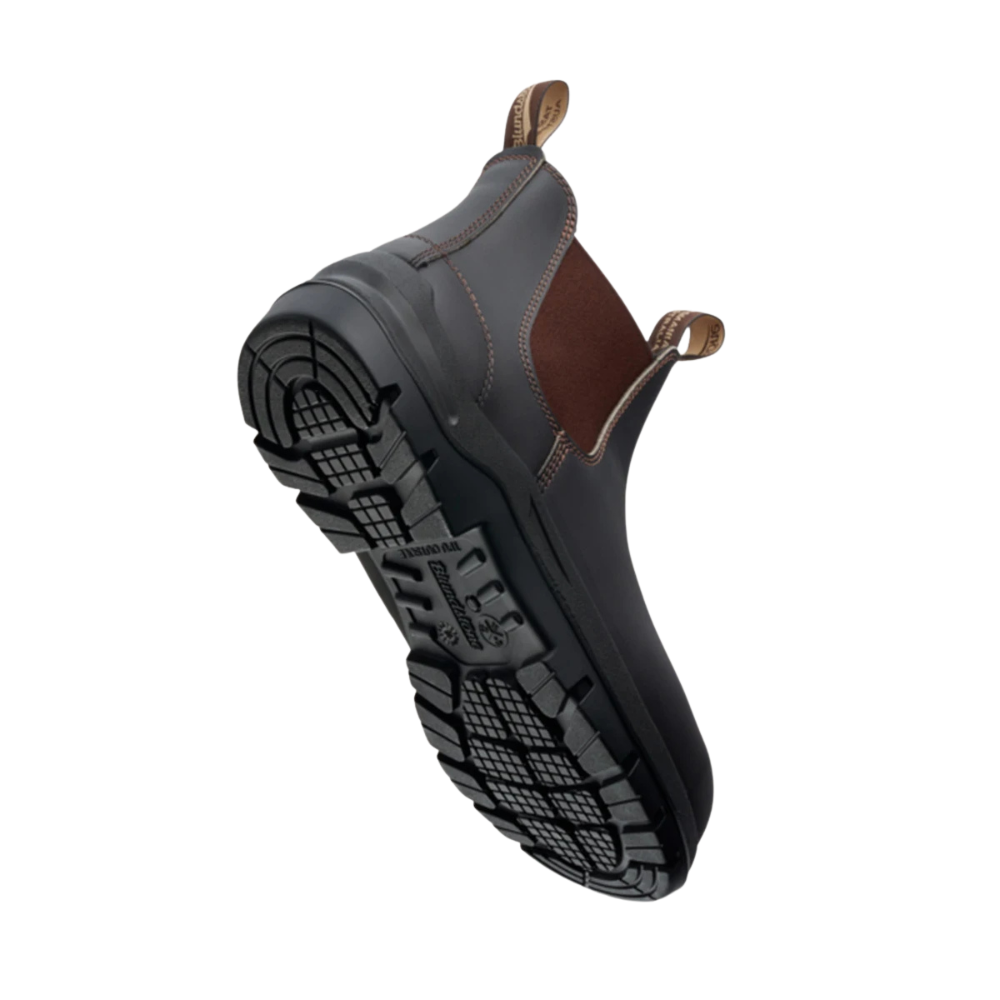 Blundstone Mens DuraFit Elastic Side Safety Boots (7508) Brown Leather