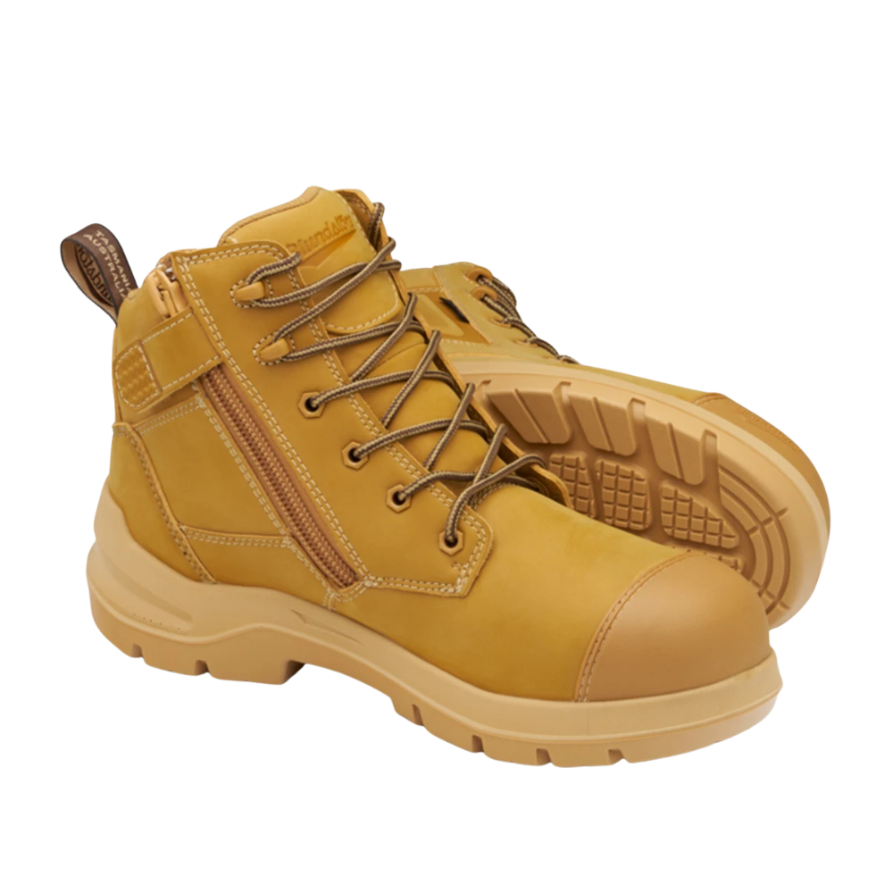 Blundstone Mens DuraFit Waterproof Zip Side Safety Boots (7599) Wheat