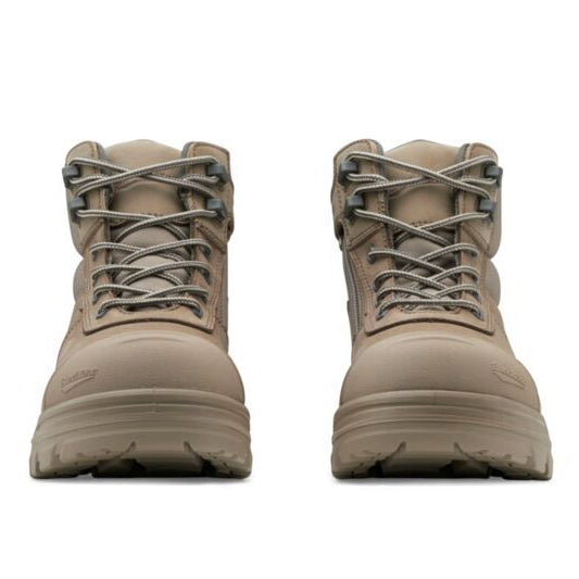 Blundstone Mens Rotoflex TPU Composite 5" Zip Lace Up Safety Boots (8553) Stone