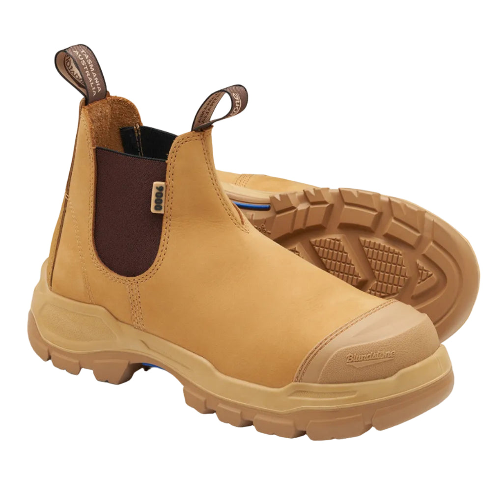 Blundstone Unisex Rotoflex PUR-Safety Elastic Sided V Cut Scuff Cap Boots (9000) Wheat Nubuck
